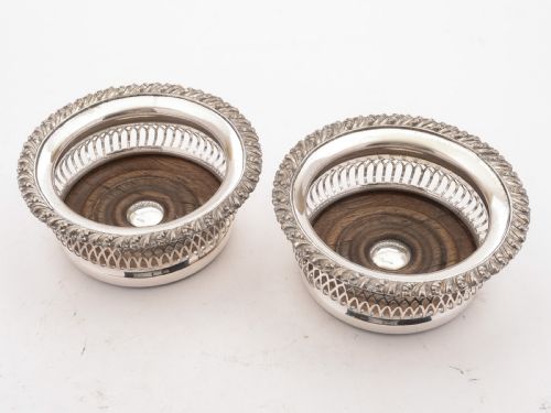 Good Pair of Edwardian Silver Plated Coasters, 1901