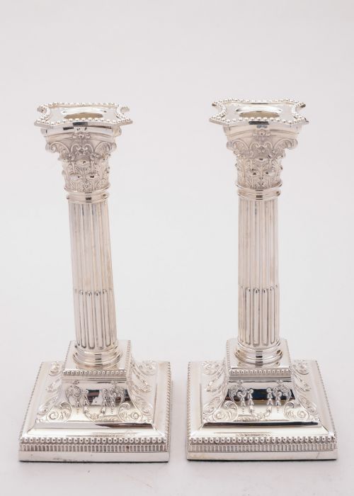 Good Pair of Edwardian Silver Plated Candlesticks, Circa 1905