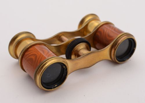 Fabulous Edwardian Guilloche Enamel Opera Glasses, Circa 1905