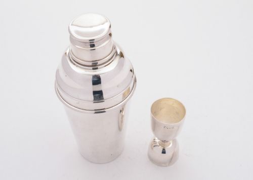 fig 1. Superb Art Deco Silver Plated Cocktail Shaker With Measure