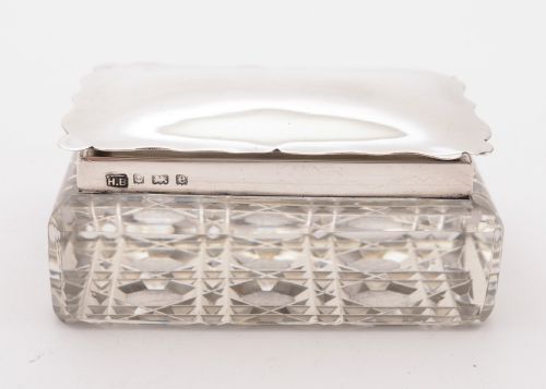 fig 1. Wonderful Edwardian Silver Topped Stamp Box, Birmingham 1904