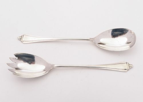 Superb Pair of Art Deco Silver Salad Servers, 1937