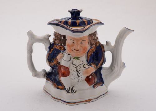 Lovely Toby Style Staffordshire China Teapot, Circa 1890