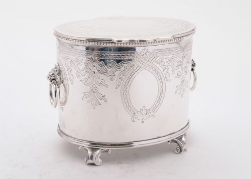 Wonderful Victorian Oval Silver Plated Biscuit Box, Circa 1890