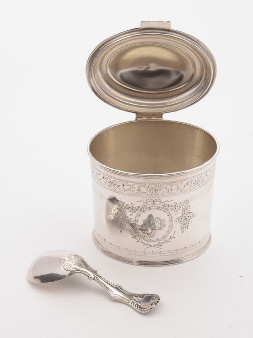 fig 1. Good Victorian Tea Caddy With Spoon, Circa 1890
