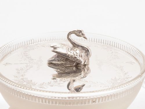 fig 1. Gorgeous Victorian Glass and Silver Plated Butter Dish