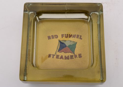 Rare Large Red Funnel Steamers Glass Ashtray, Circa 1920