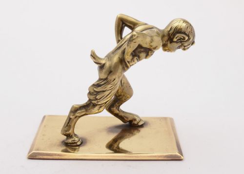 Nice Edwardian Brass Fawn Paperweight, Circa 1905