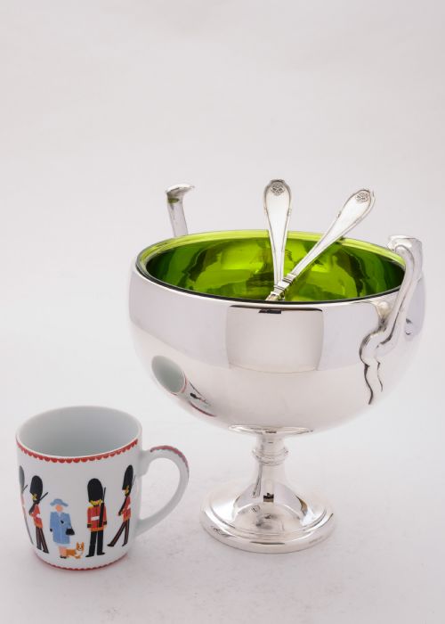fig 1. Good WMF Silver Plated Salad Bowl With Servers, Circa 1900