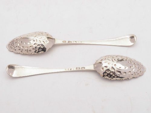 fig 1. Lovely Pair of Georgian Silver Serving Spoons, London 1780