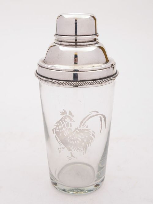 Good Art Deco Glass and Silver Plated Cocktail Shaker, Circa 1930