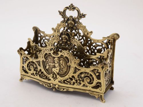 Stunning French Brass Letter/document Rack, Circa 1900