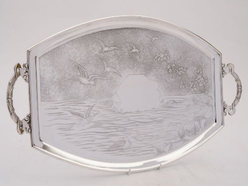 Stunning Victorian Elkington Silver Plated Tray, 1880