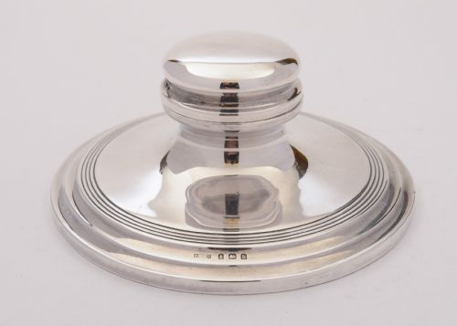 Fabulous Edwardian Silver Capstain Ink Pot, 1907