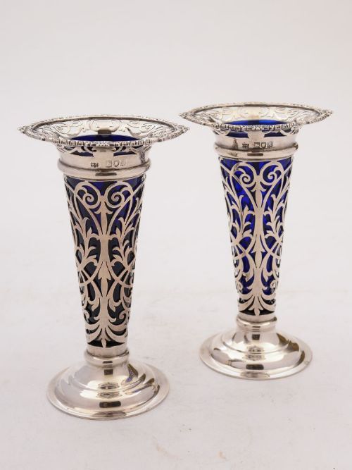 fig 1. Gorgeous Art Nouveau Silver Vases, London 1902