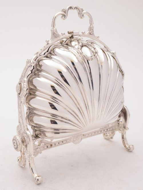 Fabulous Victorian Silver Plated Folding Biscuit Box, 1884
