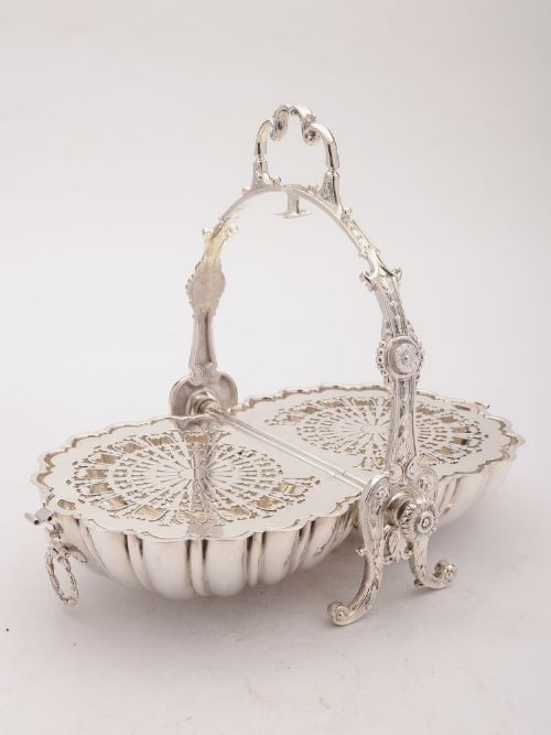 fig 1. Fabulous Victorian Silver Plated Folding Biscuit Box, 1884