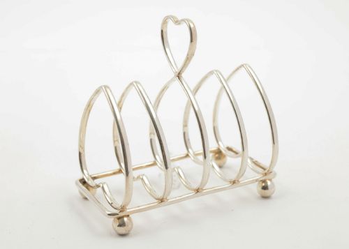 Unusual Edwardian Heart Shaped Silver Toast Rack -  Sheffield 1905