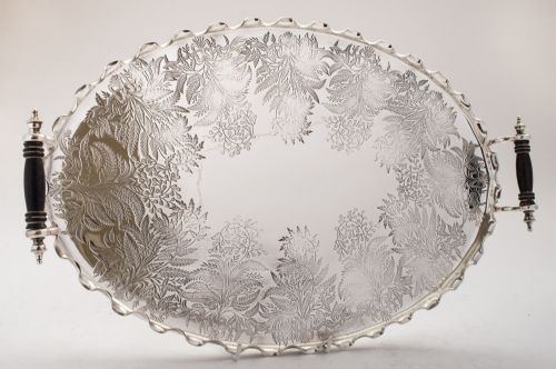 Stunning Victorian Silver Plated Oval Tray - Circa 1890