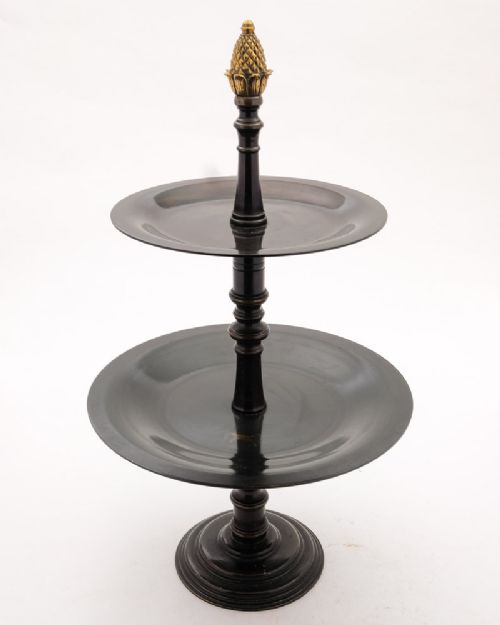 Nice Bronzed Two Tier Cake Stand/dumb Waiter - Circa 1930