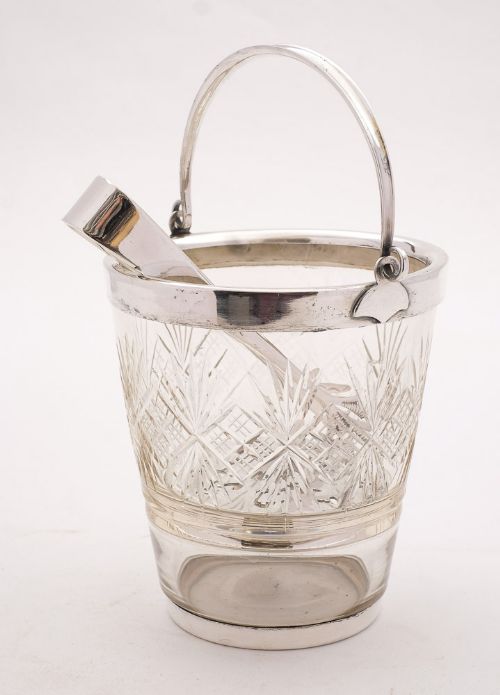 Good Edwardian Silver Pated & Cut Glass Ice Bucket - Circa 1905