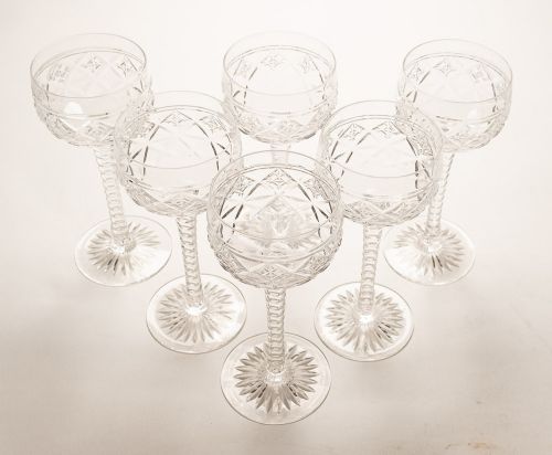 Lovely Set of 6 Tall Wine Glasses - Circa 1920s
