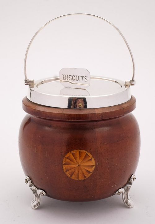 Lovely Edwardian Mahogany Biscuit Box/ Cookie Jar - Circa 1905