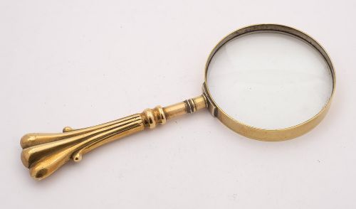 Lovely Large Edwardian Brass Magnifying Glass, Circa 1905