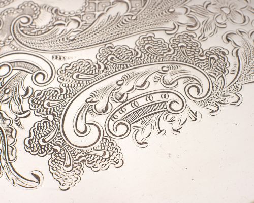 fig 1. Fabulous Silver Plated Oblong Serving Tray, Circa 1930