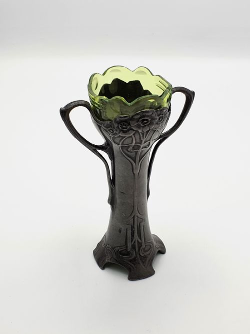 fig 1. Charming Pair of WMF Pewter Vases – German Antique Flower Vase - Circa 1900