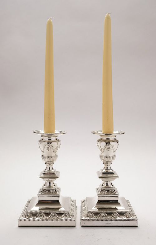 Wonderful Pair of English Antique Silver-plated Candlesticks – Circa 1905