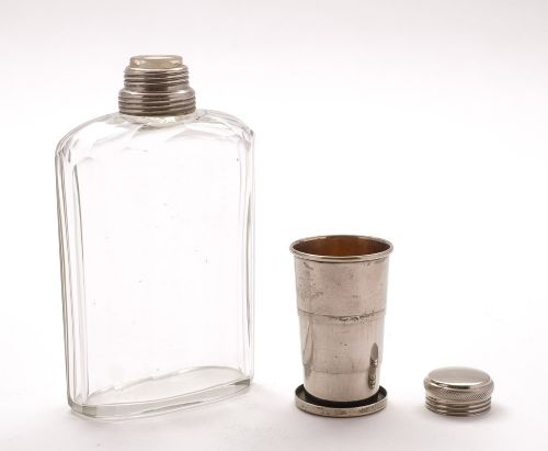 Unusual Cut Glass Hip Flask – Circa 1930