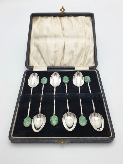 Pretty Hong Kong Jade and Silver Spoons – Circa 1920