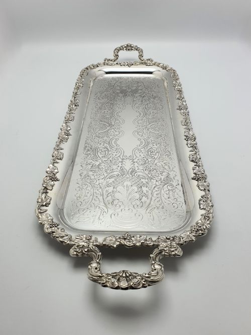 fig 1. Lovely antique Edwardian silver plated tray – circa 1905