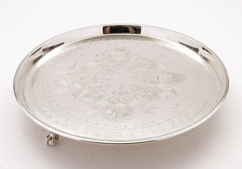 fig 1. Pretty Victorian antique Silver-plated salver/ tray – circa 1890