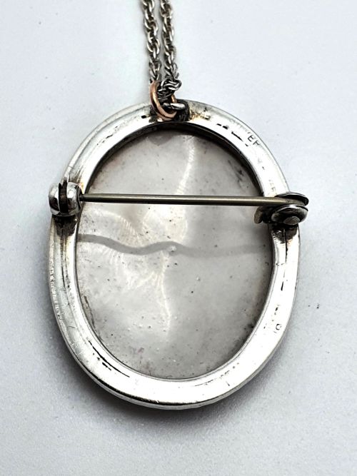 PRETTY ENGLISH SILVER AND CHINA PENDANT BROOCH CIRCA 1930 - ADDITIONAL PHOTO 4