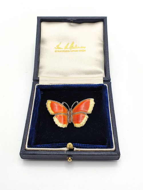 Beautiful Silver and Enamelled Butterfly Brooch – Circa 1930