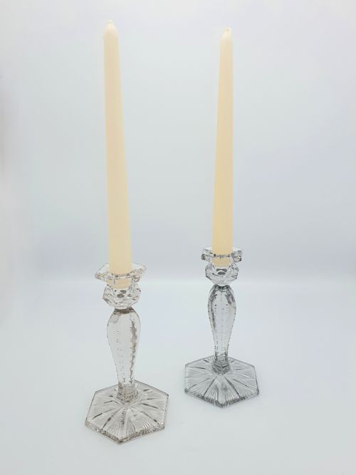 VERY NICE PAIR OF CUTGLASS CANDLESTICKS CIRCA 1920 - ADDITIONAL PHOTO 1