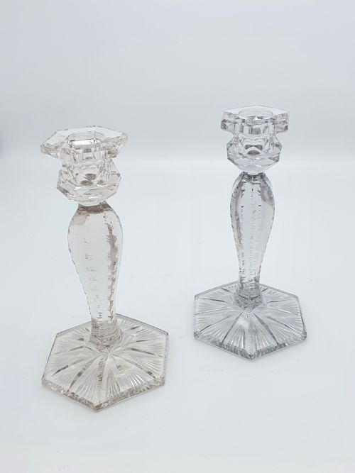 VERY NICE PAIR OF CUTGLASS CANDLESTICKS CIRCA 1920 - ADDITIONAL PHOTO 2
