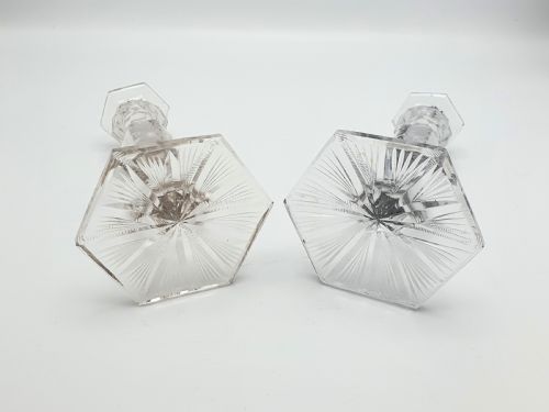 VERY NICE PAIR OF CUTGLASS CANDLESTICKS CIRCA 1920 - ADDITIONAL PHOTO 4