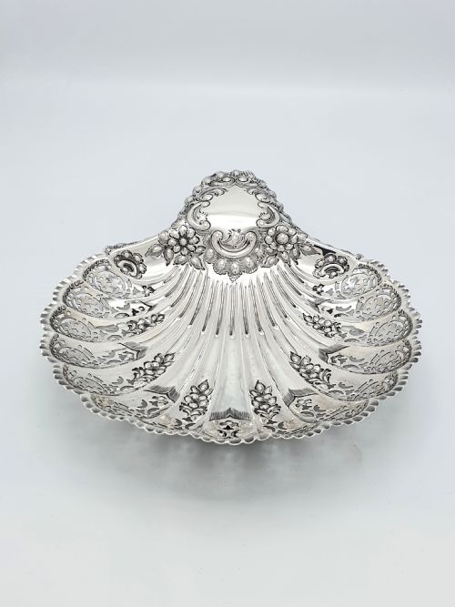 STUNNING ANTIQUE EDWARDIAN SOLID SILVER SERVING DISH 1906 - ADDITIONAL PHOTO 1