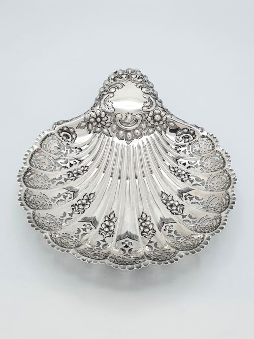 STUNNING ANTIQUE EDWARDIAN SOLID SILVER SERVING DISH 1906 - ADDITIONAL PHOTO 3