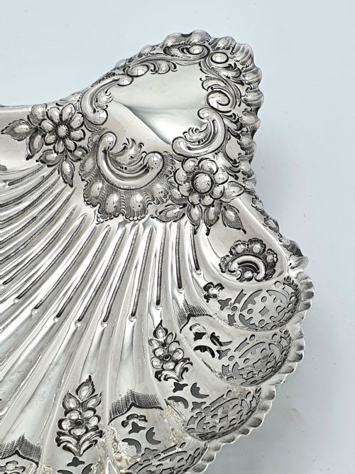 STUNNING ANTIQUE EDWARDIAN SOLID SILVER SERVING DISH 1906 - ADDITIONAL PHOTO 4