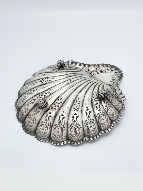 STUNNING ANTIQUE EDWARDIAN SOLID SILVER SERVING DISH 1906 - ADDITIONAL PHOTO 5