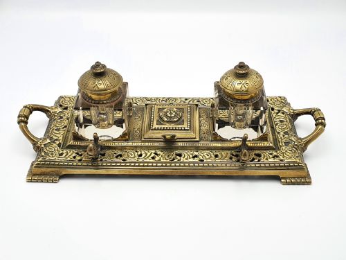 Splendid English Antique Brass Inkstand – Circa 1890