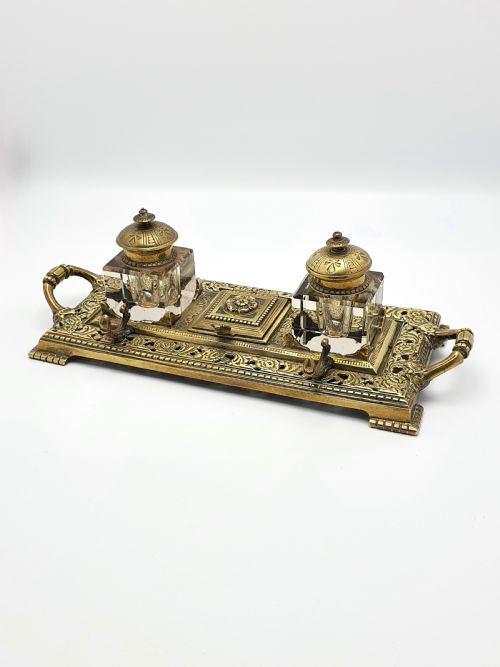 fig 1. Splendid English Antique Brass Inkstand – circa 1890