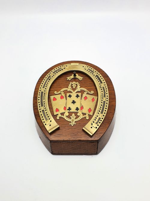 Splendid Victorian Oak and Brass Cribbage Board - Circa 1890