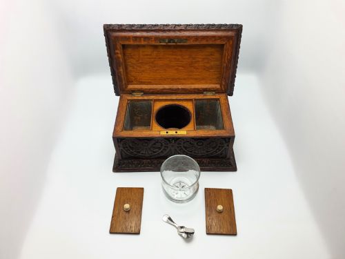 SUPERB VICTORIAN OAK TEA CADDY CIRCA 1880 - ADDITIONAL PHOTO 5