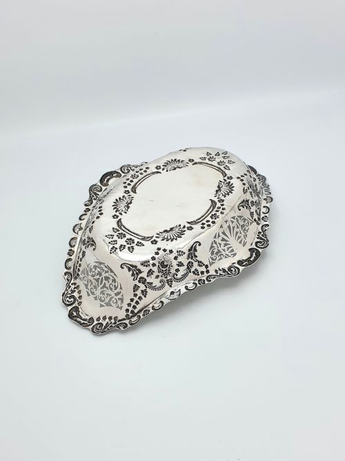 SUPERB ANTIQUE EDWARDIAN SOLID SILVER SERVING DISH 1908 - ADDITIONAL PHOTO 2