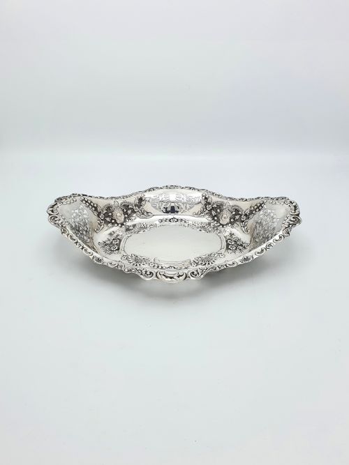 SUPERB ANTIQUE EDWARDIAN SOLID SILVER SERVING DISH 1908 - ADDITIONAL PHOTO 3